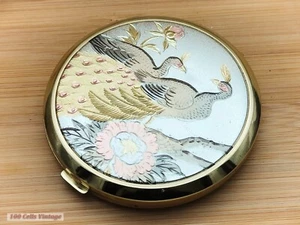 Peacocks/Birds-Japanese made-Vintage Ladies Powder Compact -cvi - Picture 1 of 5