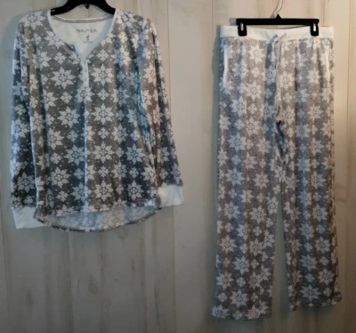 ОТЛИЧНЫЙ ЖЕНСКИЙ СУПЕРМЯГКИЙ ФЛИСОВЫЙ ПИЖАМНЫЙ КОМПЛЕКТ NAUTICA С КАРМАНАМИ РАЗМЕР M - Изображение 1 из 3