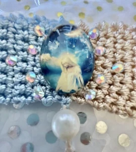Hand Knits 2 Love Bracelet Cabochon Woman Moon Sky Crystals Pearl Designer Hip - Picture 1 of 12