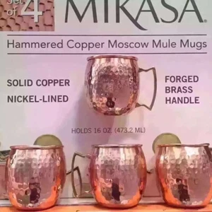 MIKASA Moscow Mule Solid Copper Mugs - 16 oz Hammered Barrel NEW(Set of 4) - Picture 1 of 7
