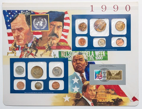 1990-P&D U.S MINT SET BU OPERATION DESERT SHIELD BEGINS BEAUTIFUL COLOR TONING Cover
