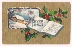 Vintage Postcard "Best Wishes For A Merry Christmas" Postmarked 1910 TOLEDO OHIO - Picture 1 of 2