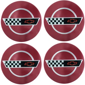 1993 Corvette 40th Fortieth Anniversary Wheel Center Cap Set of 4 Ruby Red NEW - Picture 1 of 5
