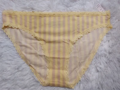 NWT Victoria's Secret cotton lace waist stripe bikini panty Size XL (411B) - Image 1 of 2