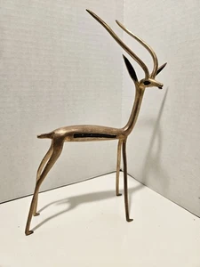 Vintage Hand Made African MCM Bronze Gazelle 11 Inches Tall Mid Century Modern - Picture 1 of 9