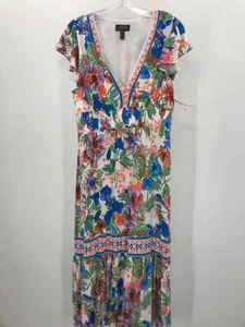 Pre-Owned Adrianna Papell White Size 8 Maxi Short Sleeve Dress - Picture 1 of 3