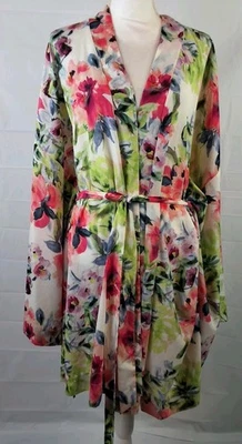 Cacique Floral Romantic Multicolor Robe Women's Kimono Sleeves Size-26/28 New  - Image 1 of 4