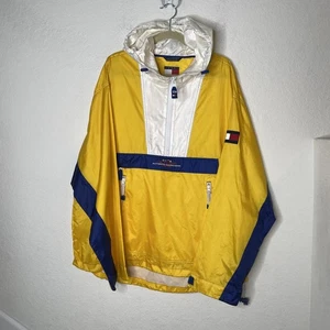 Vtg 90s Tommy Hilfiger Anorak Sailing Gear 1/2 Zip Windbreaker  Sz XL Yellow - Picture 1 of 20