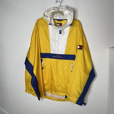 Vtg 90s Tommy Hilfiger Anorak Sailing Gear 1/2 Zip Windbreaker  Sz XL Yellow - Image 1 of 4