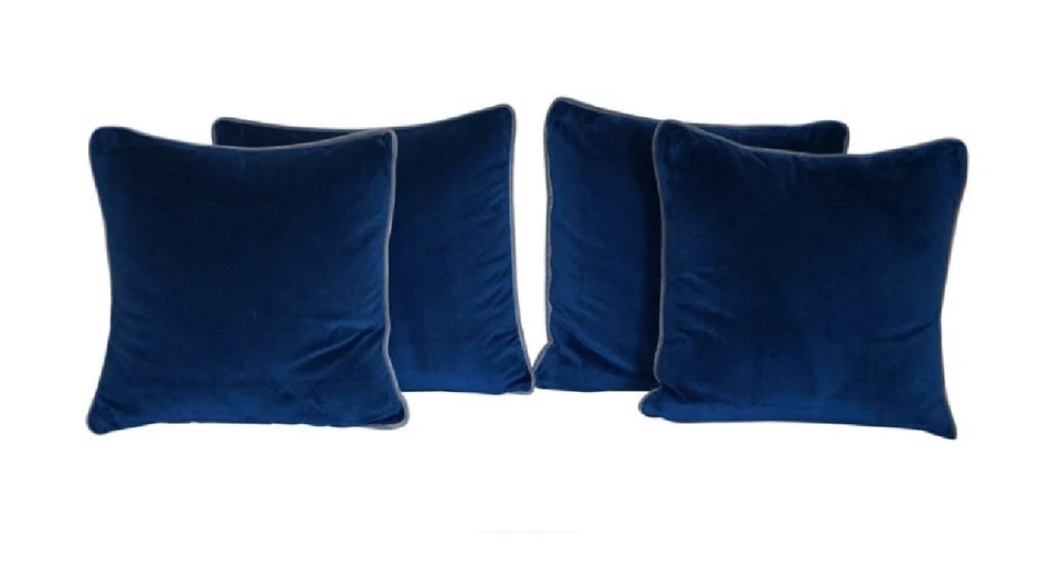 Set of Four Velvet Upholstered George Smith Scatter Sofa Armchair Cushions 4 - Image 1 of 4