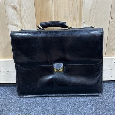 Vintage Bosca Briefcase Black Leather Italian Business Attorney No Strap - Image 1 of 4
