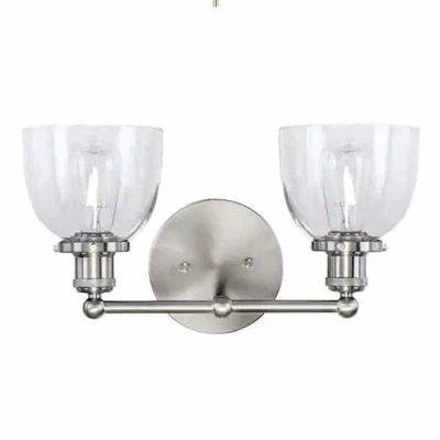 Home Decorators Evelyn 16.25”  2-Light Brushed Nickel Vanity Light - Ships Free - Image 1 of 4