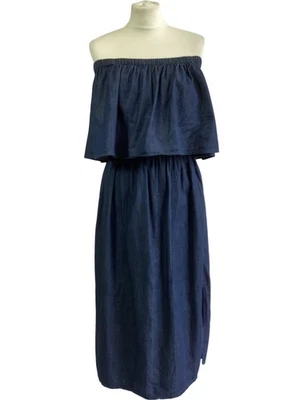 Vestido midi de mezclilla azul con hombros descubiertos LF Markey talla 8 para mujer Foto 1 de 4