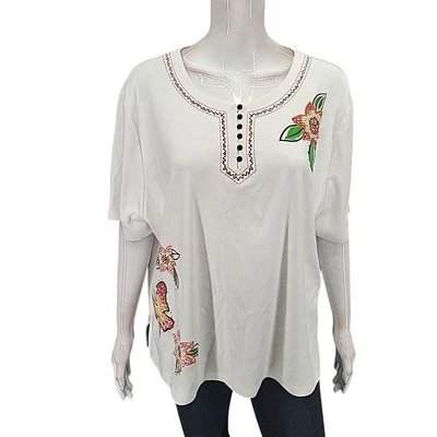 Camisa Alfred Dunner Mujer Elegante Bordada Top 3X Talla Grande Moderna Moda Foto 1 de 4