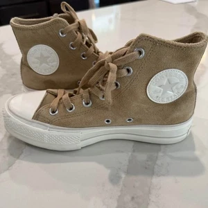 Converse Chuck Taylor All Star Lift Platform Suede High Top Shoes Womens 7 Khaki - Picture 1 of 10