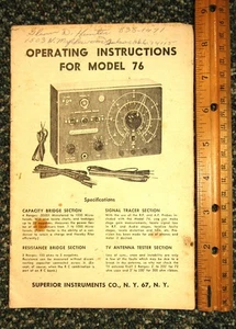 Superior Instruments C.R. Bridge & Signal Tracer Model 76 ~ Operating Manual - Picture 1 of 3