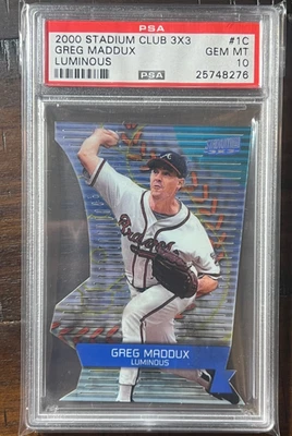 2000 Topps Stadium Club - 3x3 Greg Maddux #3X3/1C Luminous PSA 10 GEM MINT - Image 1 of 2