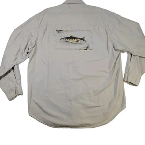 Vintage Nautica Men's Large Fishermans Fishing Button Up Shirt Long Sleeve ●Note - Picture 1 of 12