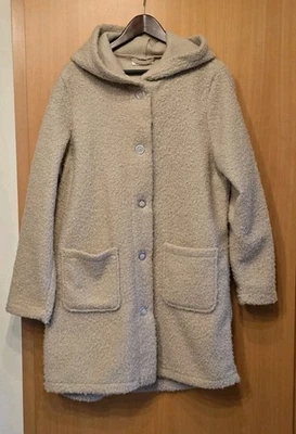 BOUCLÉE TEDDY Mantel Jacke Longjacket Gr. 40 beige mit Kapuze "wie Neu" - Bild 1 von 4