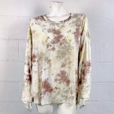 Camiseta LOGO Lori Goldstein Beige Marrón Tie Dye Manga Larga Talla 2XL Foto 1 de 4