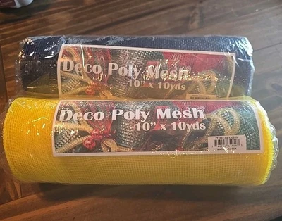 Blue And Yellow Deco Poly Mesh 10 Inches By 10 Yards LOT OF 2 - Image 1 of 4