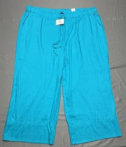 Pantalones de mujer Ashley Stewart pierna ancha talla 26 azul pájaro lazo cintura precio de venta sugerido por el fabricante 49 USD nuevos con etiquetas - Imagen 1 de 8