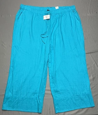 Pantalones de mujer Ashley Stewart pierna ancha talla 26 azul pájaro lazo cintura precio de venta sugerido por el fabricante 49 USD nuevos con etiquetas Foto 1 de 4