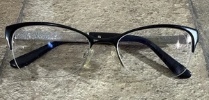 Jimmy Choo Eyeglasses Frame Only Half Rim Black Gold Sparkly Crystals 52-17-135 - Picture 1 of 14