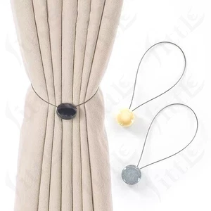 Strong Magnetic Curtain Tie Backs Ball Clips Buckle Weave Rope Holdbacks Hook - Picture 1 of 16