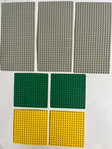 Lego Lot 4 Quadrat grün gelb 16x16 Nieten GRUNDPLATTEN + 3 grau Rechteck 32 x 16 - Bild 1 von 2
