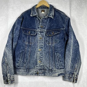 Lee Riders Denim Jacket 46 Large Blue 80s Made in USA Workwear Trucker Vintage - Picture 1 of 15