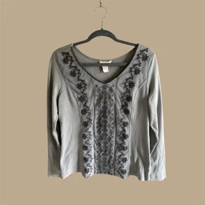 Sundance Top Damen XL hellbraun Spitze Cottagecore Boho tailliert Bluse - Bild 1 von 7