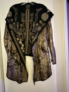 NWOT Johnny Was BIYA Embroidered Short Hoodie Jacket 8” Pockets Multi XL - Picture 1 of 7