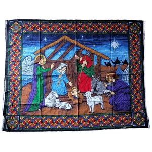Weihnachtskrippe Stoff Panel 34x43 Baumwolle Wandbehang Cranston Print Works 2004 - Bild 1 von 5