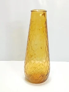 Vintage MCM Guildcraft wabengelb/bernsteinfarbene 12" Glasvase - hergestellt in Italien - Bild 1 von 13