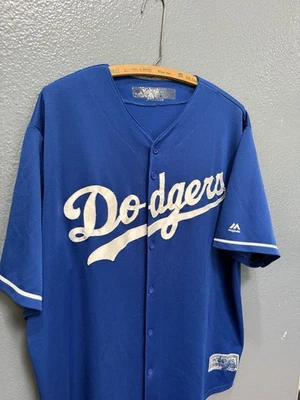 Y2K MLB Majestic Los Angeles Dodgers Blue Baseball Jersey Size Men’s Large  - Image 1 of 4