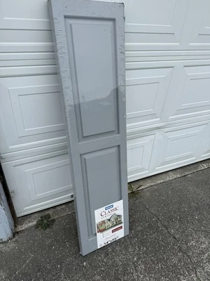 2 persianas exteriores de vinilo con panel elevado gris VANTAGE 14" X 55" pintables EE. UU. Foto 1 de 3