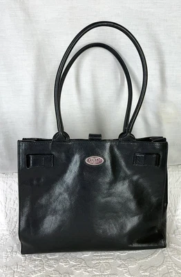 FURLA Greta Smooth Black Leather Satchel 2 Handle Shoulderbag made in Italy - Image 1 of 4