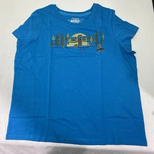 Sahalie Saturday Market Damen Gr. 1X Blau Camper T-Shirt Kurzarm Camping - Bild 1 von 10