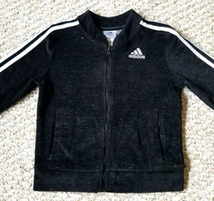 Adidas NEW with Tags Youth Girls Black Velour Track Jacket Youth Size 5 - Picture 1 of 12