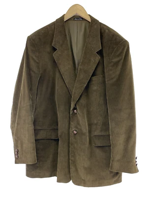 Monsieur Adolfo Brown Corduroy Suit Jacket Two Button Flap Pockets Collared XL - Image 1 of 4