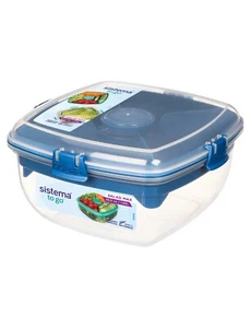 Sistema Salad To Go Food Fruits Lunch Plastic Box Container Fork knife BPA Free - Picture 1 of 3