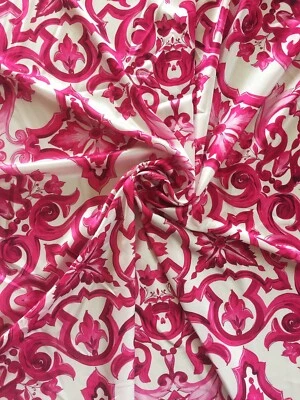 Hochwertig Majolika-Print Seide Satin Stoff Meterware von Mariotti Italien - Bild 1 von 4