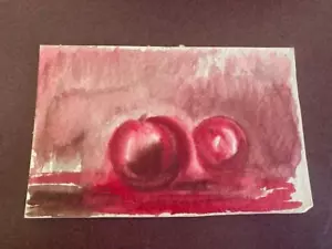 Still Life with Red Fruit Original Watercolor Painting on Paper 6x9 in. Fine Art - Picture 1 of 1