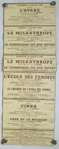 Affiche 100 x 36 Comédie Française 1965 L'Avare, Le Misanthrope, Cinna, etc - Imagen 1 de 4