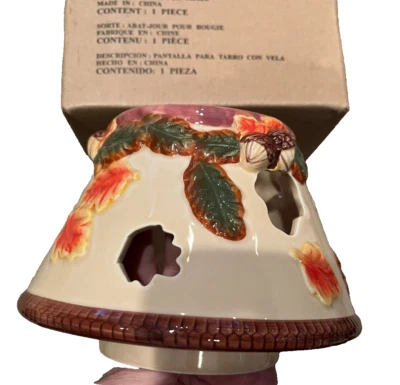 NUEVO Interior Hogar Hojas de Otoño 6" x 4.5" Grande Vela Lámpara Pantalla Topper Foto 1 de 3