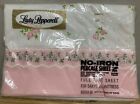 NOS Vtg Lady Pepperell Fine Percale No Iron Full Flat Sheet Pink Lace Roses New