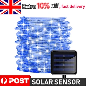 Solar Powered LED Rope Tube String Fairy Garden Lights Strip Outdoors Yard Patio - Picture 1 of 27
