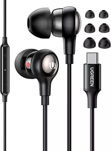 USB C Earphones Wired Headphones with Volume Control Noise Cancelling - Picture 1 of 12