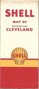 1957 SHELL OIL Road Map CLEVELAND Shaker Heights Euclid Berea Breckersville Ohio - Picture 1 of 4
